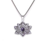 Stainless Steel Vintage Link Chain Custom Jewelry Bohemian Style Lotus Flower Jewelry for Women Necklace