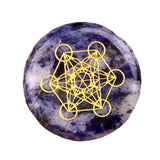 Sacred Geometry Metatron's Cube Stone | 25mm Natural Crystal Grid Stone Meditation & Chakra Healing