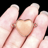 13MM Gemstone Heart Pendant Connector for Making Jewelry Wrapped Gold Plated