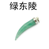 Silver Cap Wolf Tooth Shaped Natural Gemstone Pendant, Curved Claw Chakra Healing Crystal Charm for DIY Leather Cord Necklace Making