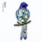 Enamel Bird Parrot Natural Gemstone Pendant, Colorful Enamel Alloy Bird On Branch Inlaid Oval Cabochon Crystal Pendant, Chakra Reiki Healing DIY Necklace Jewelry Charm