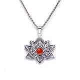 Stainless Steel Vintage Link Chain Custom Jewelry Bohemian Style Lotus Flower Jewelry for Women Necklace