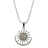Boho Celestial Sun Crystal Necklace - Natural Gemstone Stainless Steel Chain
