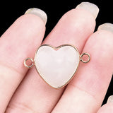 13MM Gemstone Heart Pendant Connector for Making Jewelry Wrapped Gold Plated