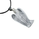 Handmade Craved 1.5Inch Gemstone Angel Pendant Necklace -45CM Black Cord #SN1531