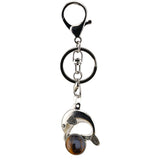 Bohemian Silver Marine Dolphin Key Ring • Cute Sea Animal Crystal Sphere Holder Clip • Heavy-Duty Swivel Lobster Clasp Christmas Gift