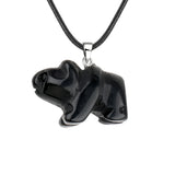 Natural Crystal Polar Bear Pendant Necklace - Hand-Carved Gemstone Animal Totem Amulet with 45cm Black Leather Cord Jewelry
