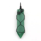 Retro natural crystal sword shaped manual winding pendant pine Opal Pendant Natural Amethyst Gemstone Big Pointed Sword Arrow