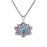 Stainless Steel Vintage Link Chain Custom Jewelry Bohemian Style Lotus Flower Jewelry for Women Necklace