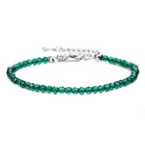 Tiny Micro Faceted Natural Stone Beaded Bracelet Silver Adjustable Extension Chain Dainty Stacking Bracelet for Women Daily Layering Jewelry