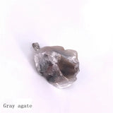 Natural Raw Rough Crystal Pendant Necklace, Unpolished Chakra Healing Stone Pendant with Black Wax Cord for Women Men