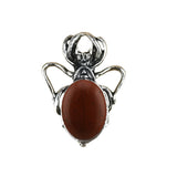 26×36mm Antique Silver Spider Pendant | Natural Crystal Cabochon Gothic Insect Charm for Jewelry Making