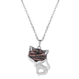 20×30mm Natural Crystal Fox Head Pendant Necklace, Healing Gemstone Beads for DIY Jewelry