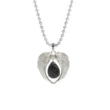 Vintage Silver Angel Wings Heart Necklace - Ready to Wear Teardrop Crystal Ball Chain Pendant for Women, Spiritual Gift