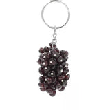 Chakra Gemstone Grape Pendant Keychain Healing Crystals Tumbled Stone Beads Keyring for Couple Best Friend Family