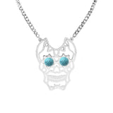 Gemstone Eye Hollowed Skull Pendant Stainless Steel Necklace 50CM Chain  Men & Women