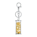 Handmade Gemstone Gravel Glass Bottle Key Chain, Assorted Natural Crushed Crystal Chips Wishing Vial Keyring Spiritual Energy Bag Accessory