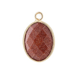 Oval Faceted Natural Gemstone Pendant Charms Gold Plated Bezel Wrapped Crystal Pendant for Jewelry Making DIY Necklace Earrings