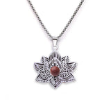 Stainless Steel Vintage Link Chain Custom Jewelry Bohemian Style Lotus Flower Jewelry for Women Necklace