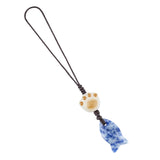 Cute Cat Paw & Little Fish Crystal Phone Charm, 22mm Natural Gemstone Fish Pendant Keychain, Aesthetic Y2K Kawaii Bag Charm Accessory Gift