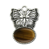 High Quality Natural Colorful Gem Stone Alloy Butterfly Pendant Fashion Women Jewelry Accessories for Children's Party Necklace