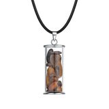 Natural Chip Crystal Glass Bottle Pendant, Stainless Steel Frame Wishing Bottle Filled Gemstone Gravel Pendant Reiki Chakra Healing DIY Necklace Charm for Jewelry Making