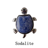 Natural Crystal Turtle Pendant Necklace, Mixed Chakra Healing Stone Tortoise Charm, Reiki Gemstone Longevity Turtle Jewelry Gift for Women Men
