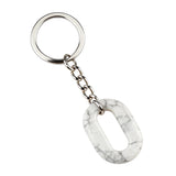 Minimalist Oval Hollow Crystal Keychain, Natural Gemstone Geometric O-Shape Loop Key Ring, Vintage Stone Car Key Charm Accessory for Men & Women