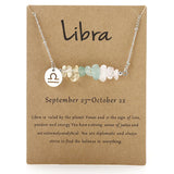 Zodiac Sign Crystal Necklace | Irregular Gravel Stone Pendant with Constellation Card for Women