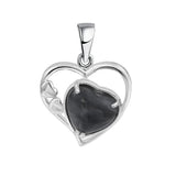 Natural Crystal Heart Pendant, Hollow Silver Frame with Gemstone Center for Women’s Jewelry