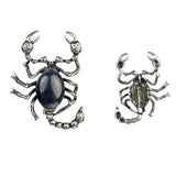 Scorpion Shape Natural Crystal Gemstone Pendant, Antique Black Metal Insect Animal Inlaid Cabochon Stone Pendant, Chakra Reiki Healing DIY Jewelry Making Accessory