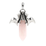 Natural Crystal Amethyst Healing Hexagonal Point Silver Bat Wing Gemstone Pendant For Jewelry Making
