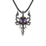 Fashion Jewelry Necklace Natural Stone Crystal Labradorite Double-winged Dragon Sword Pendant Necklace Accessories Women