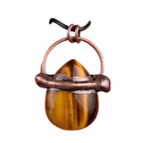 Boho Elven Crystal Waterdrop Necklace - Antique Red Copper Wrapped Genuine Healing Gemstone Pendant Gift for Women Men