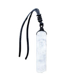 60mm Natural Crystal Cylinder Pendant Necklace, Adjustable Braided Cord Wand Amulet