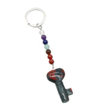 7 Chakra Beads Heart Key Crystal Keychain, Natural Healing Gemstone Love Key Pendant Gift
