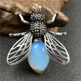 Natural Mixed Gemstone Honey Bee Brooch Pendant 2 in 1 Insect Animal Crystal Pin for Women Chakra Healing Jewelry