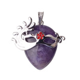 Vintage Carnival Mask Natural Teardrop Gemstone Pendant, Silver Plated Masquerade Mask Crystal Charm, Multi‑Variety Healing Stone Pendant for Handmade Necklace Craft Supply