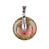 Natural Gemstone Ping Buckle Shaped Pendant with Silver Metal  Mixed Agate Crystal Pendant Jewelry Gift Bring Health