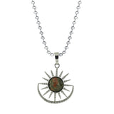 Boho Celestial Sun Crystal Necklace - Natural Gemstone Stainless Steel Chain