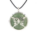 Butterfly Rebirth Symbol Crystal Necklace, Natural Healing Stone Hollow Butterfly Charm Pendant, Birthday Gift Jewelry for Ladies