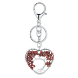 Tree of Life Chakra Key chain Pendant Heart-Shaped 7 Chakras Natural Gemstone Handmade key chain for Women Men