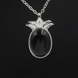 Crystal pineapple Pendant Pineapple 18K Rose/White/Yellow Gold Plated Dainty Opal Necklace & Anchor Chain, White