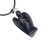 Handmade Craved 1.5Inch Gemstone Angel Pendant Necklace -45CM Black Cord #SN1531