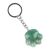 28×30mm Natural Crystal Cat Paw Keychain | Cute Gemstone Pendant Keyring for Animal Lovers