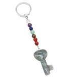 7 Chakra Beads Heart Key Crystal Keychain, Natural Healing Gemstone Love Key Pendant Gift