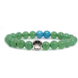 Natural Stone Stretch Beaded Bracelet with Turquoise Accent & Heart Charm Chakra Energy Healing Elastic Bracelet for Women Stacking Jewelry