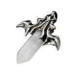 Natural Crystal Amethyst Healing Hexagonal Point Silver Bat Wing Gemstone Pendant For Jewelry Making