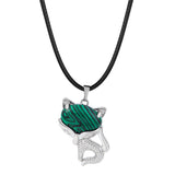 20×30mm Natural Crystal Fox Head Pendant Necklace, Healing Gemstone Beads for DIY Jewelry