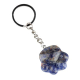 28×30mm Natural Crystal Cat Paw Keychain | Cute Gemstone Pendant Keyring for Animal Lovers